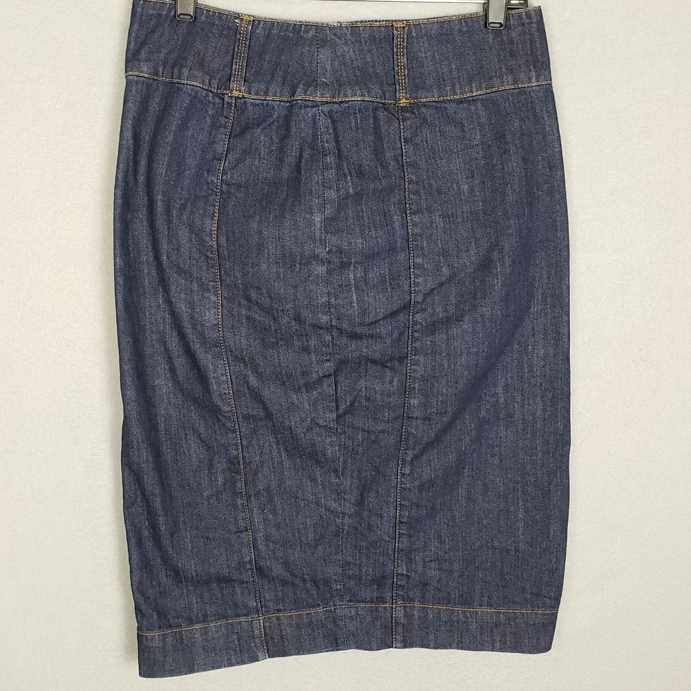 WHBM Size 8‎ Jean Pencil Skirt Dark Wash Denim Western Boho Festival Cowgirl